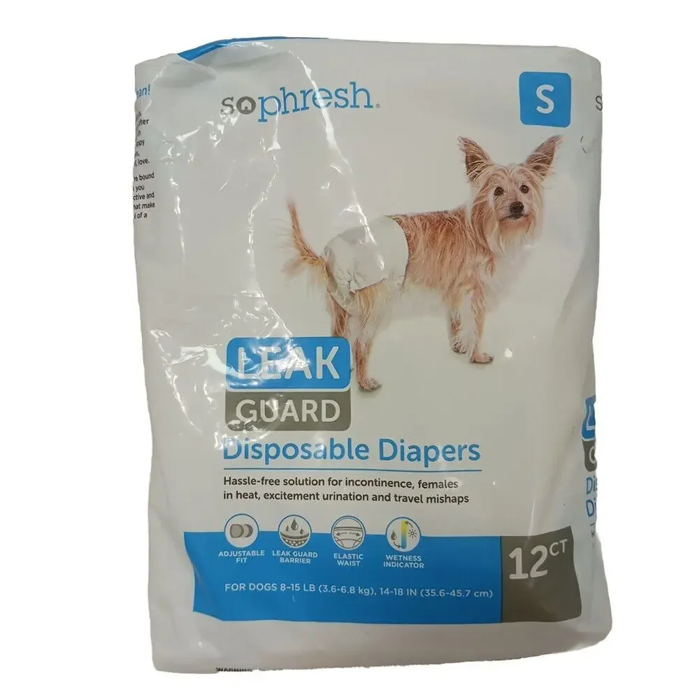Dog Diapers SMALL Female In Heat Leak Dogs 8-15 Lbs Guard Disposable Portable